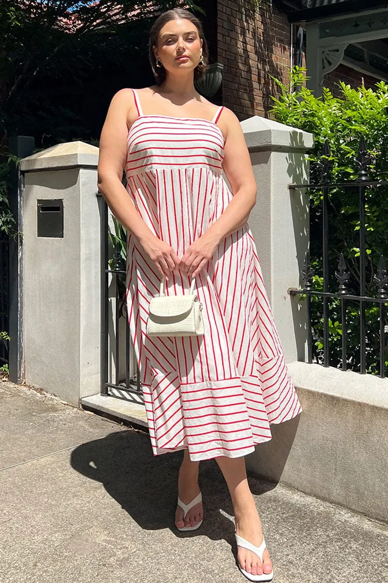 Red Stripe Maxi Dress Sleeveless Dream Flow