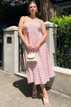 Red Stripe Maxi Dress Sleeveless Dream Flow