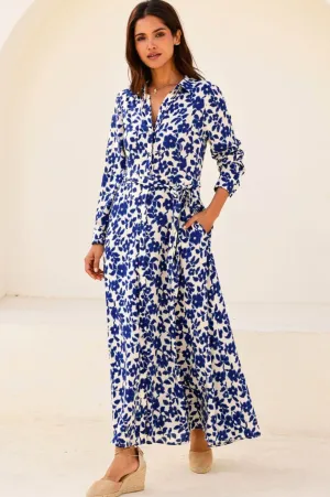 Eliza EcoVero? Shirt Dress | Blossom Cream/Navy Chrome Glow Dance Floor