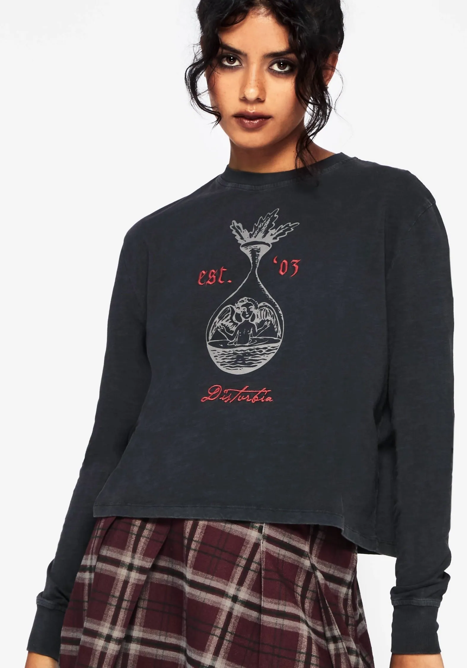 Anointing Long Sleeve Graphic Jersey Crop Top Low Environmental Impact Comfortable And Trendy