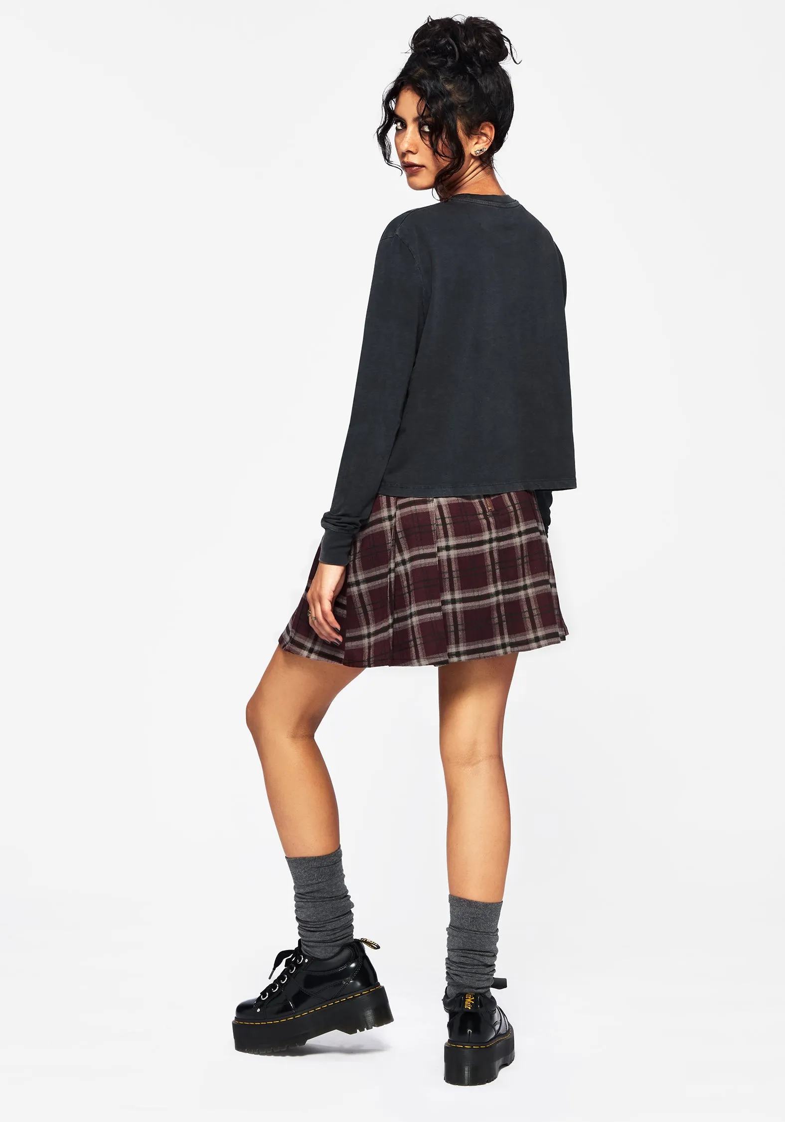 Anointing Long Sleeve Graphic Jersey Crop Top Casual Essential Stylish Layering