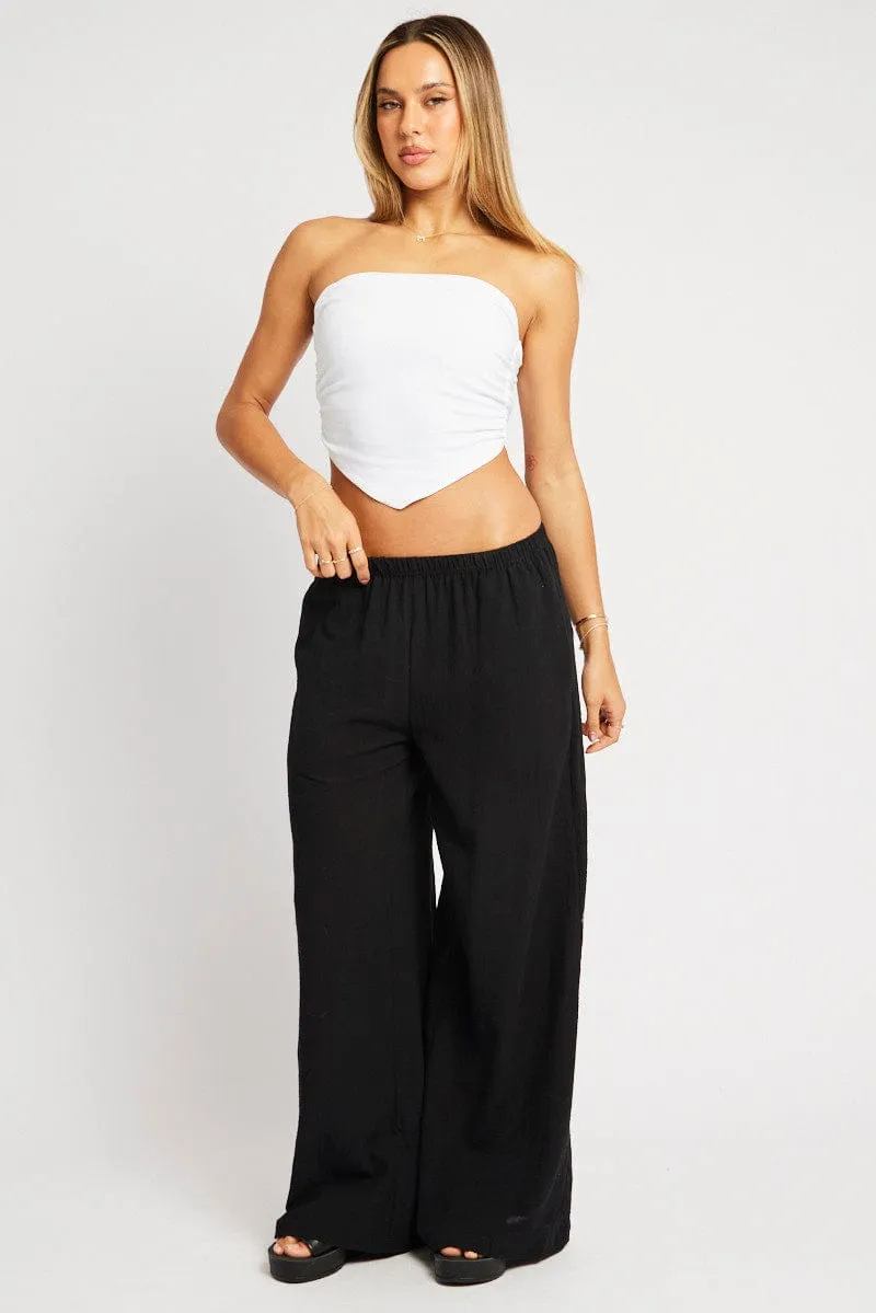 Black Wide Leg Pants High Rise Hidden Zip Pockets Neutral Look