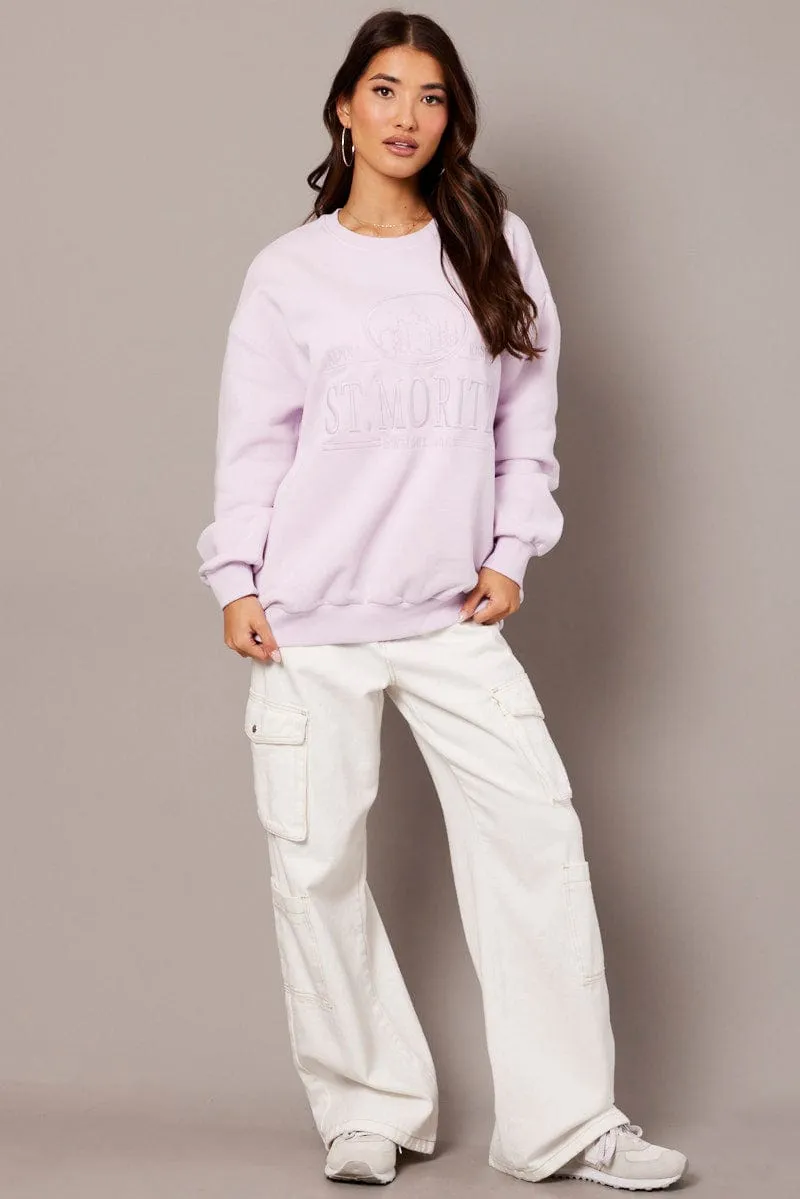 Purple Graphic Sweater Long Sleeve good for holidays Urban Layer