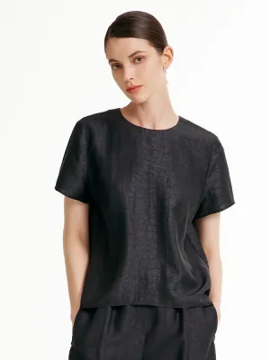 Tear Resistant Xiang Yun Silk Short Sleeve Woven T-shirt