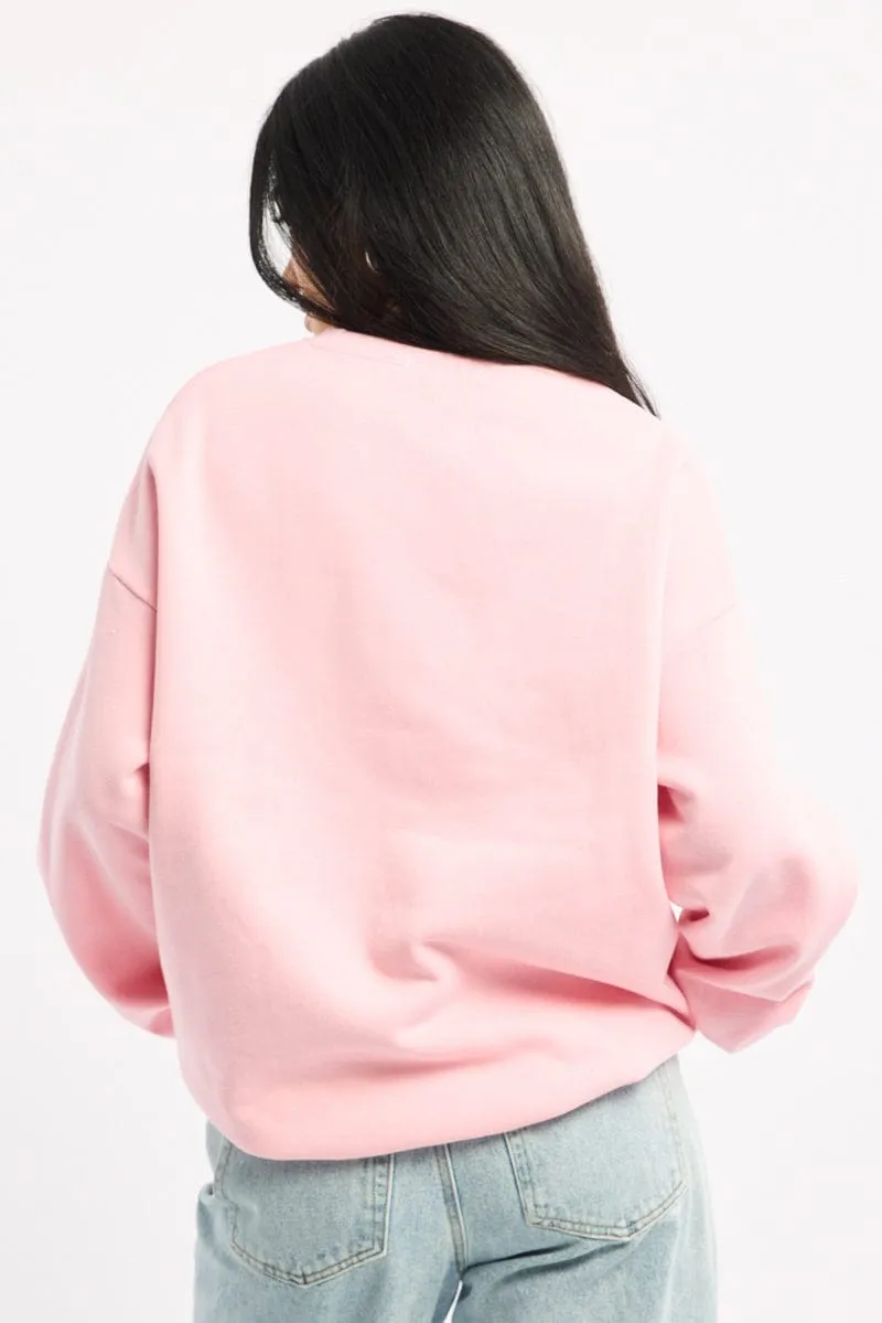 product tag identification Everyday Essentials Pink Graphic Sweater Long Sleeve