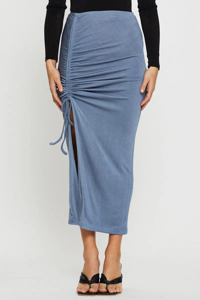 Outfit Display Blue Maxi Skirt Front Slit