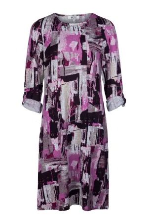 Printed Warm Touch Dress | Pink Black Abst Geo | 7914B1 Craft Edge