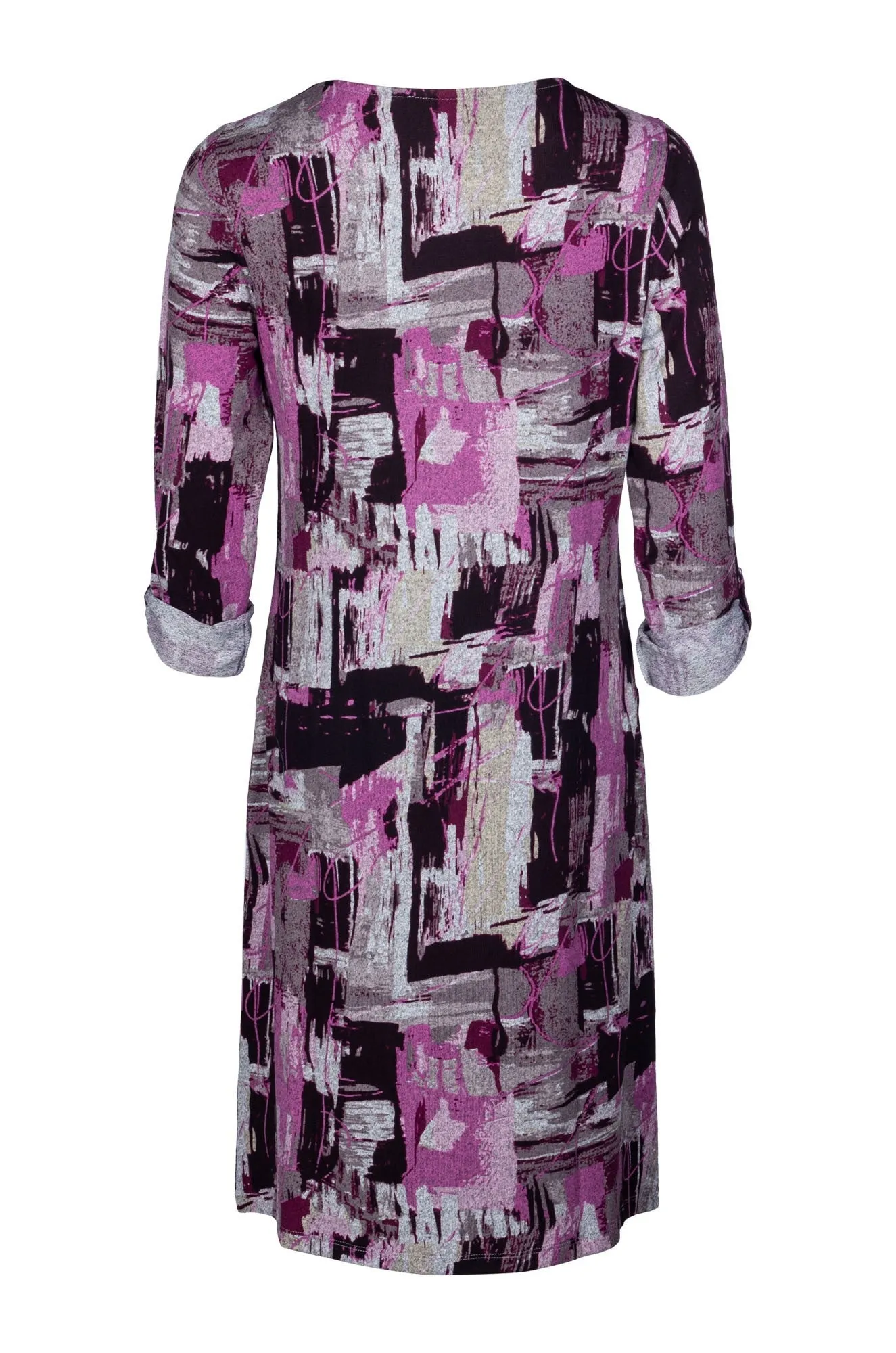 Sky Cool Printed Warm Touch Dress | Pink Black Abst Geo | 7914B1
