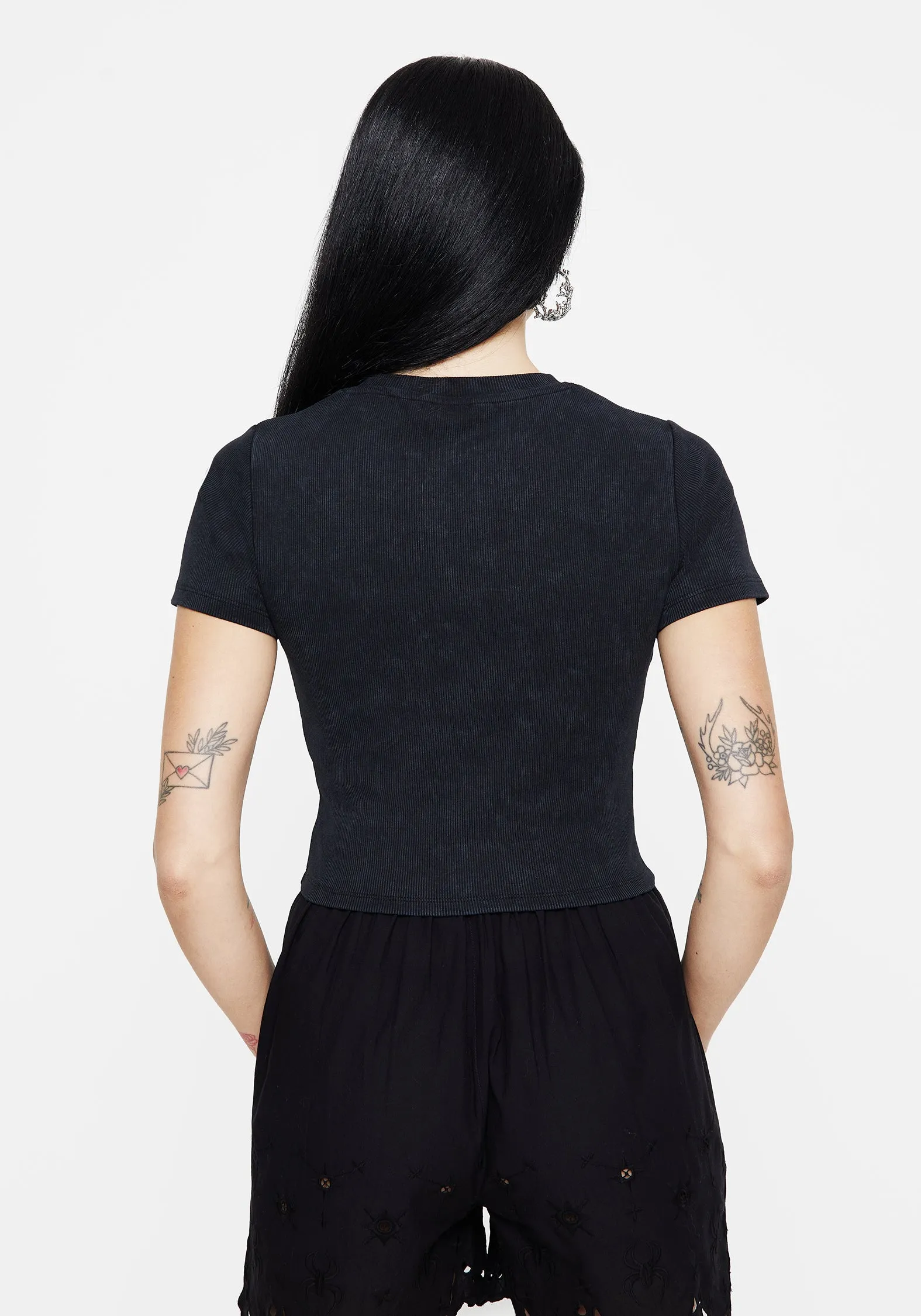 Plus Size Christina Cotton Cut Out Detail Washed T-Shirt