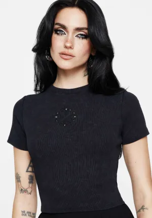 Christina Cotton Cut Out Detail Washed T-Shirt Perfect Layer Wear Essential Layer