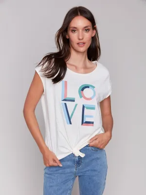 Printed Cotton Front Knot Top - Romantic Bold colors Customizable