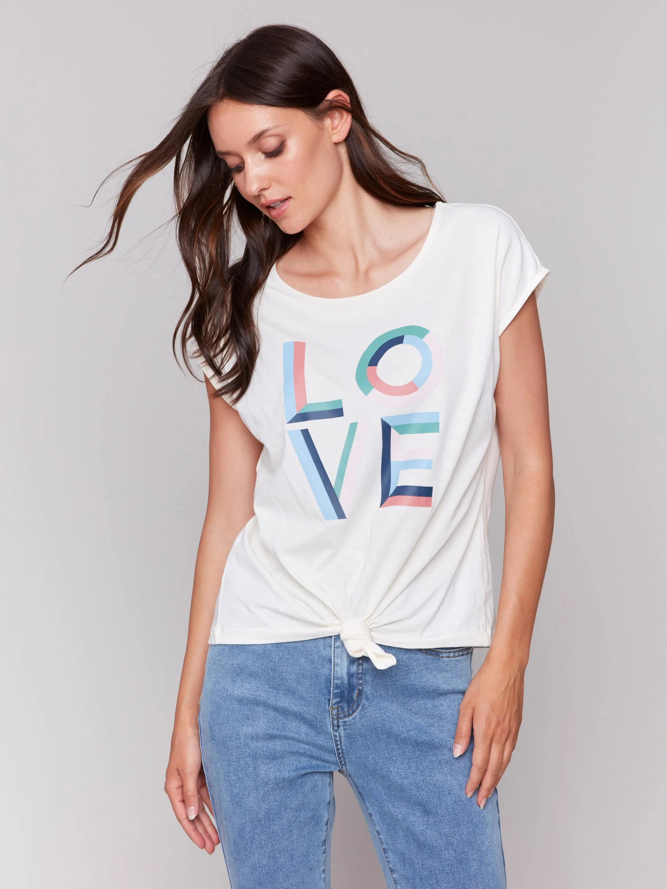 Printed Cotton Front Knot Top - Romantic Soft and Light