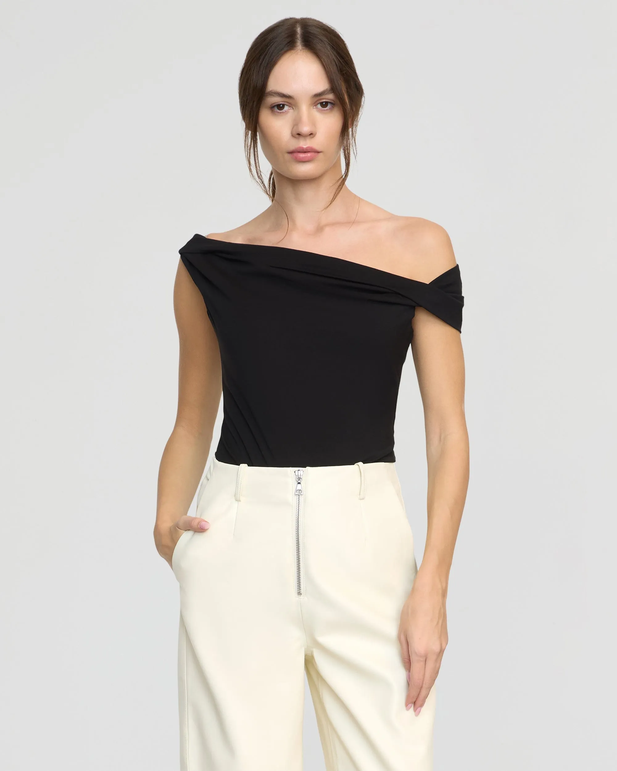 Mai Asymmetric Off-Shoulder Tee Temperature Control Fabric Personalized