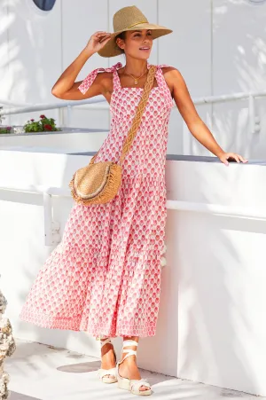Tabitha Organic Cotton Maxi Dress | Pineapple Coral With its elegant design this maxi dress can be styled for a variety of events from casual to formal