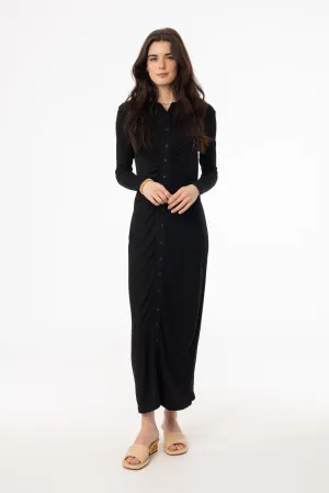 Black Ruched Cardi Maxi Dress NoSlipGrip