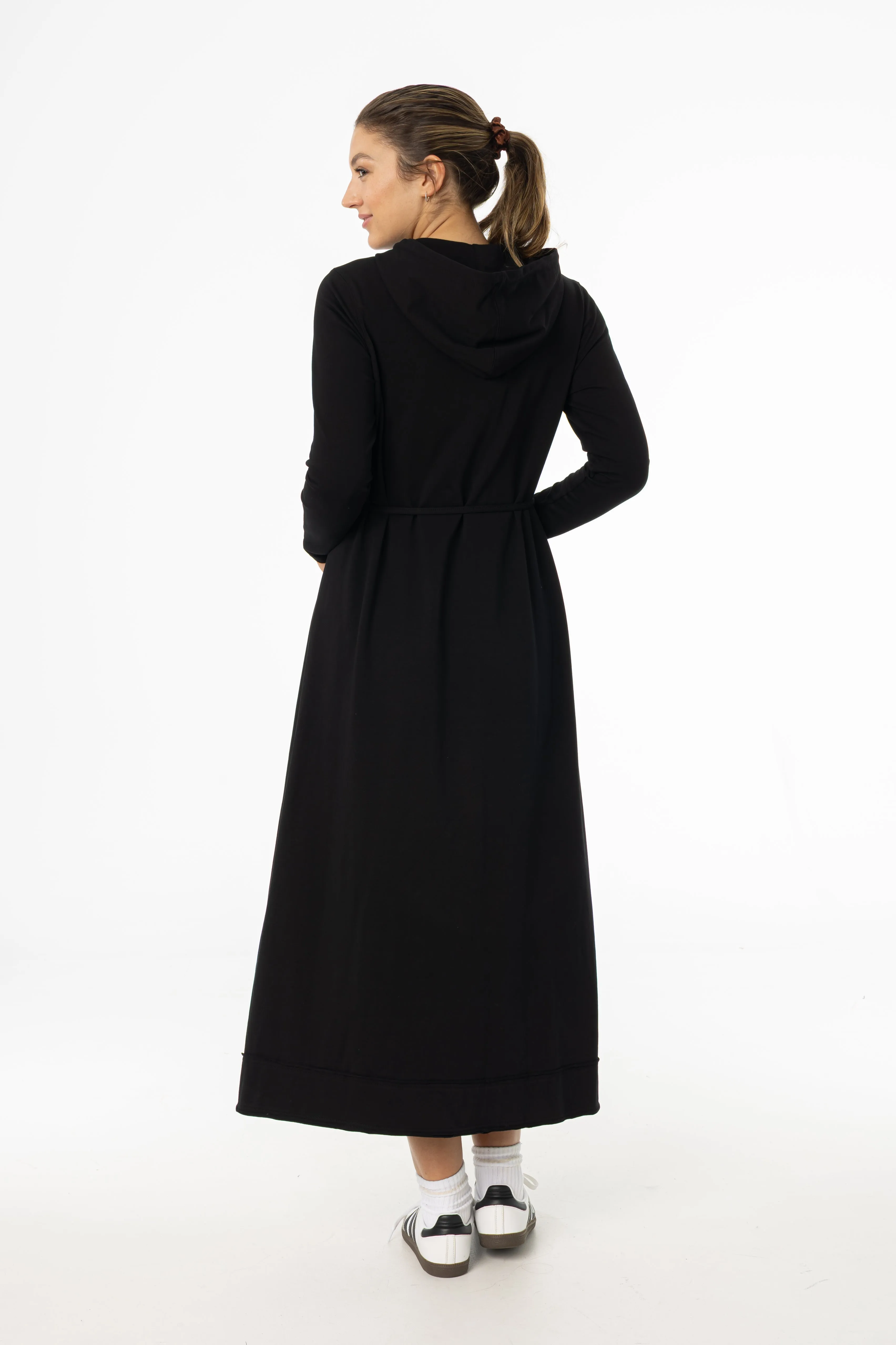 Black Sweatshirt Maxi Dress Bright Color