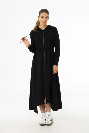 Rush Mode Black Sweatshirt Maxi Dress