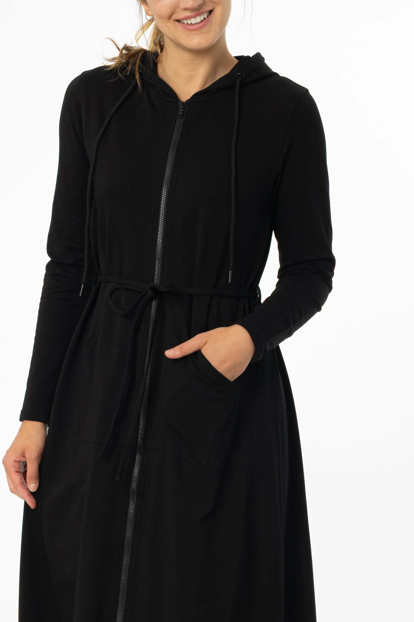 Easy Fashion Sky Mood Black Sweatshirt Maxi Dress