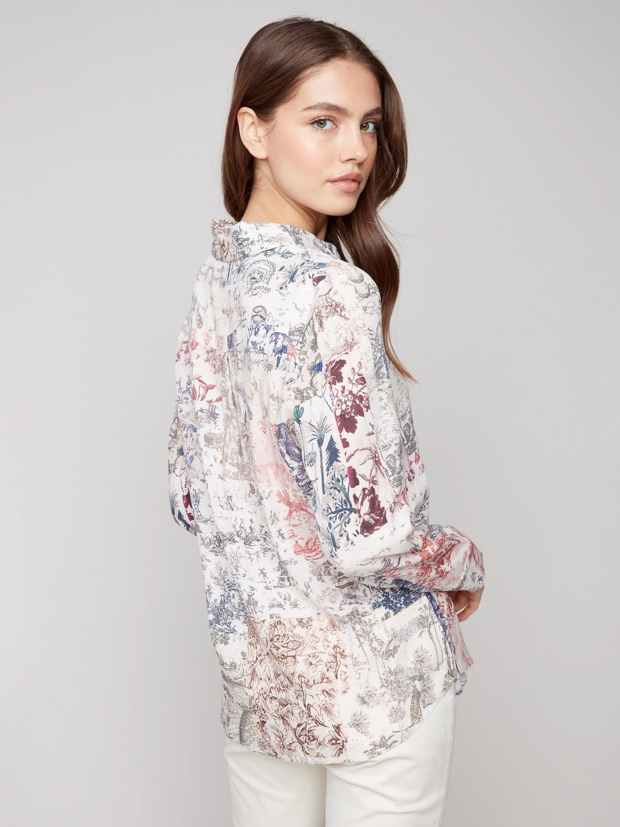 Warm Sweater Digital Core Printed Button-Up Shirt - Frame