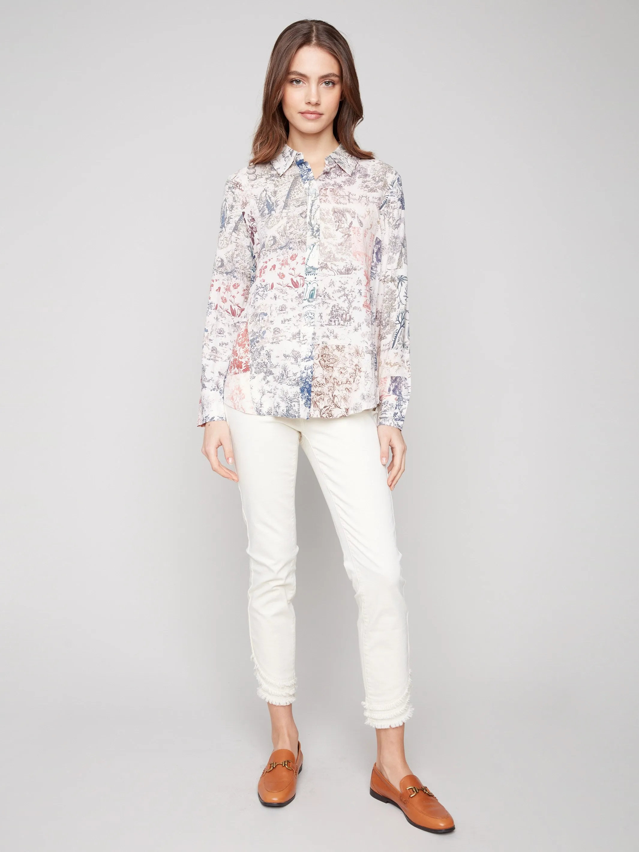 Printed Button-Up Shirt - Frame MinimalistDesign