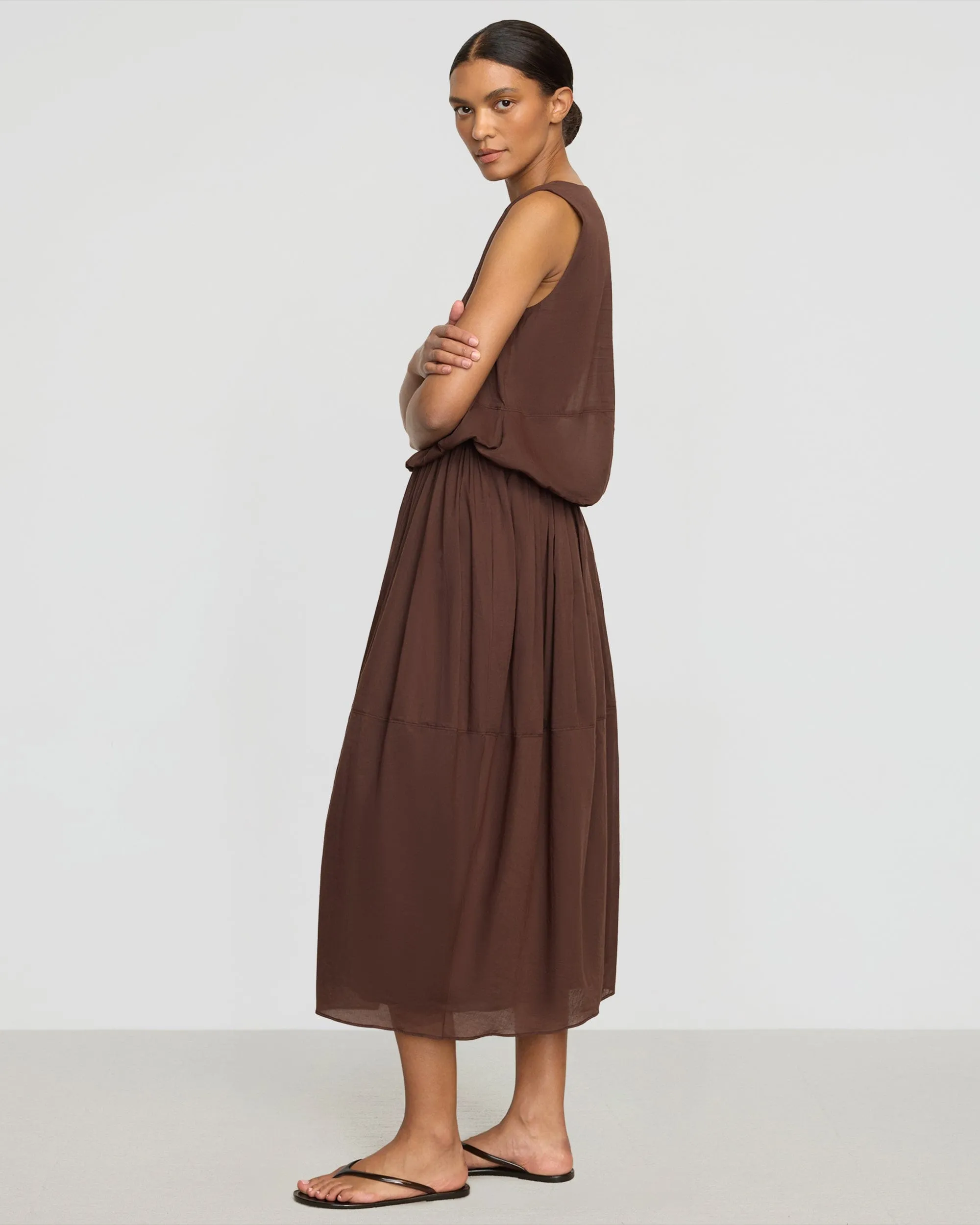 Queen Glow Volta Tiered Organic Cotton Dress