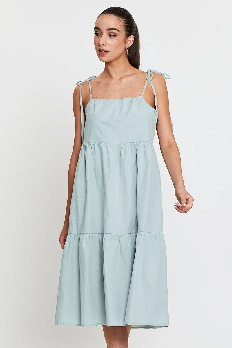 Green A Line Dress Midi Everyday midi for work