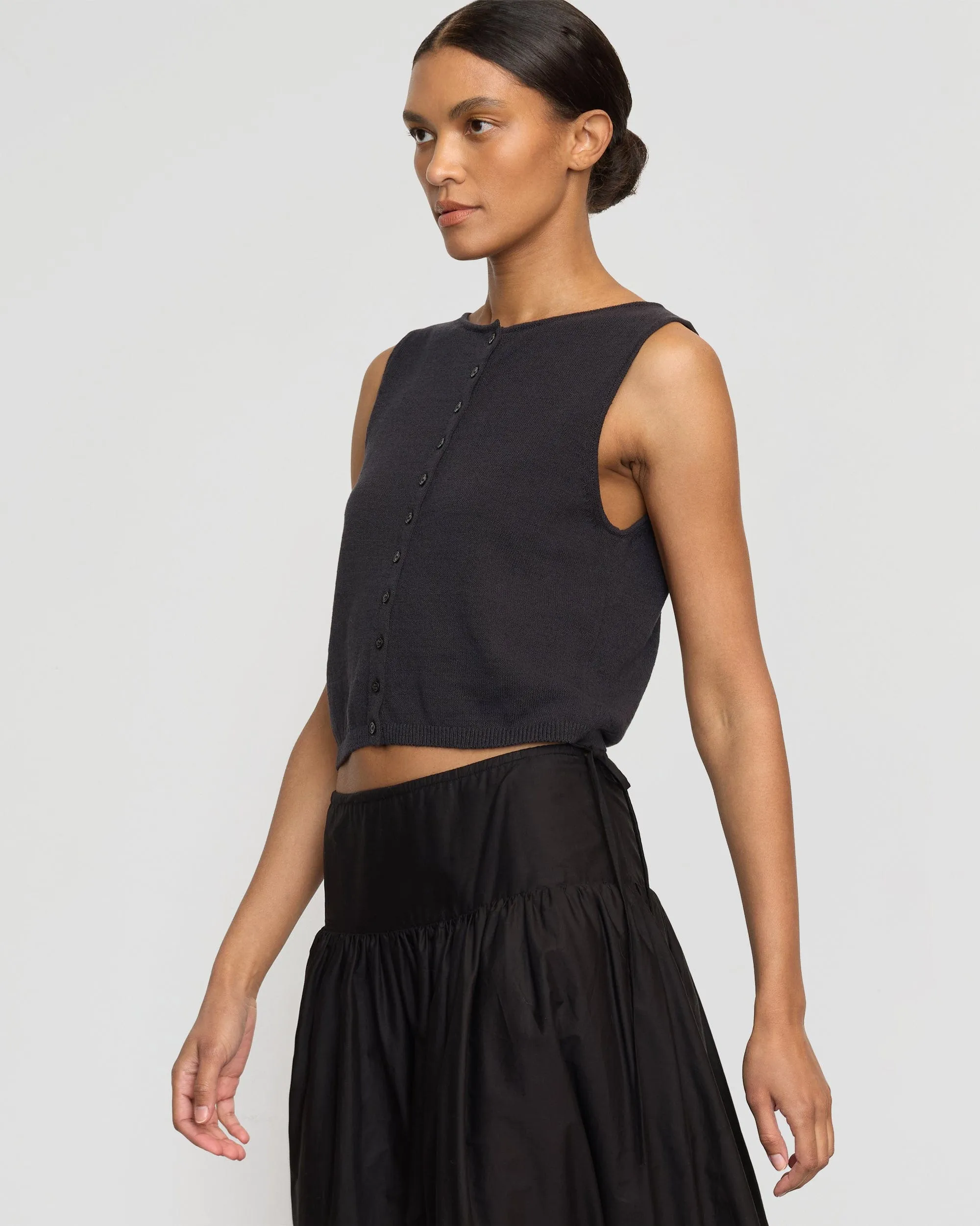 Embossed Detail Bao Organic Cotton Drop-Waist Skirt