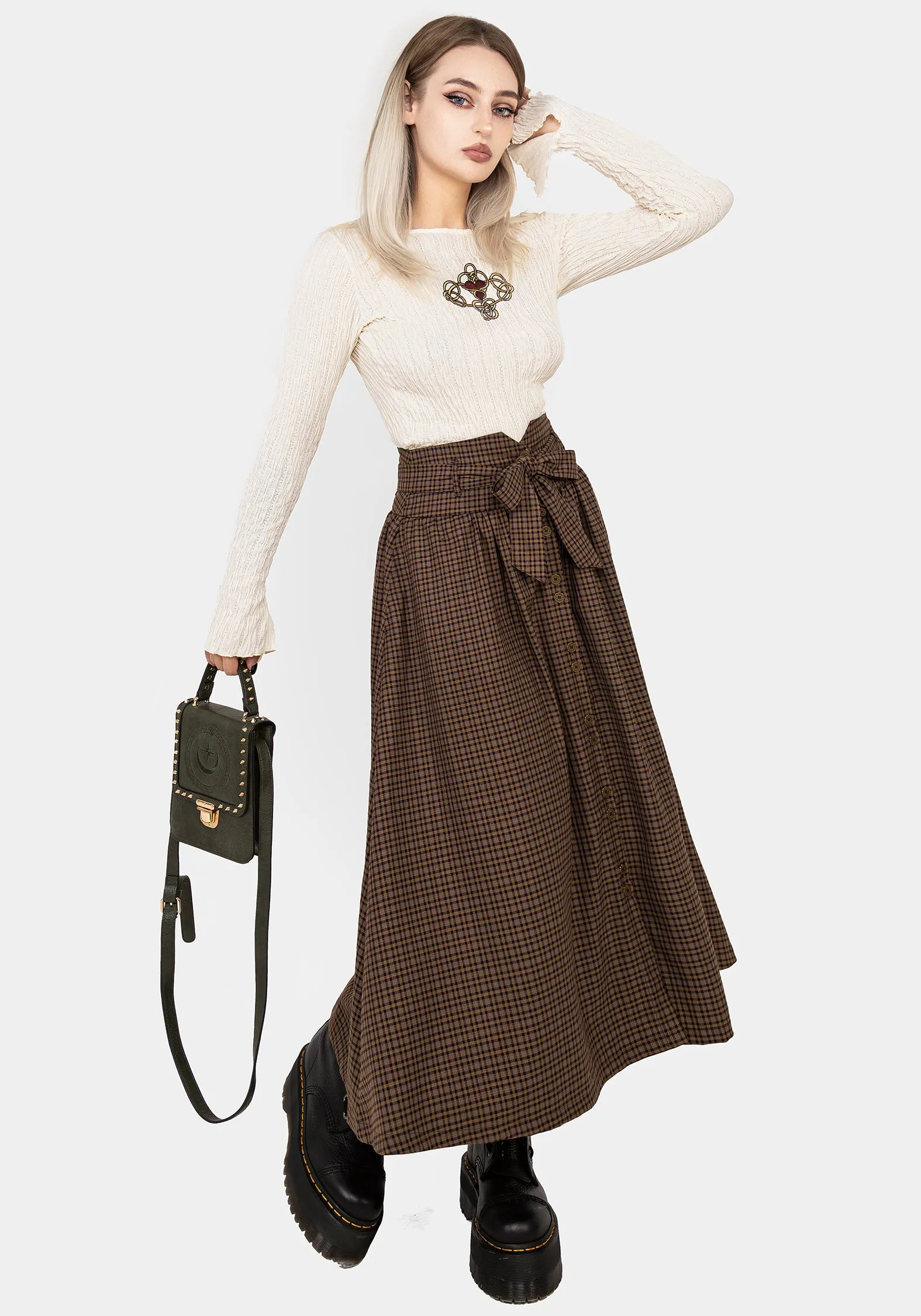 Travel Vibes Easy Layers Sweetspire Check Tie Waist Midaxi Skirt
