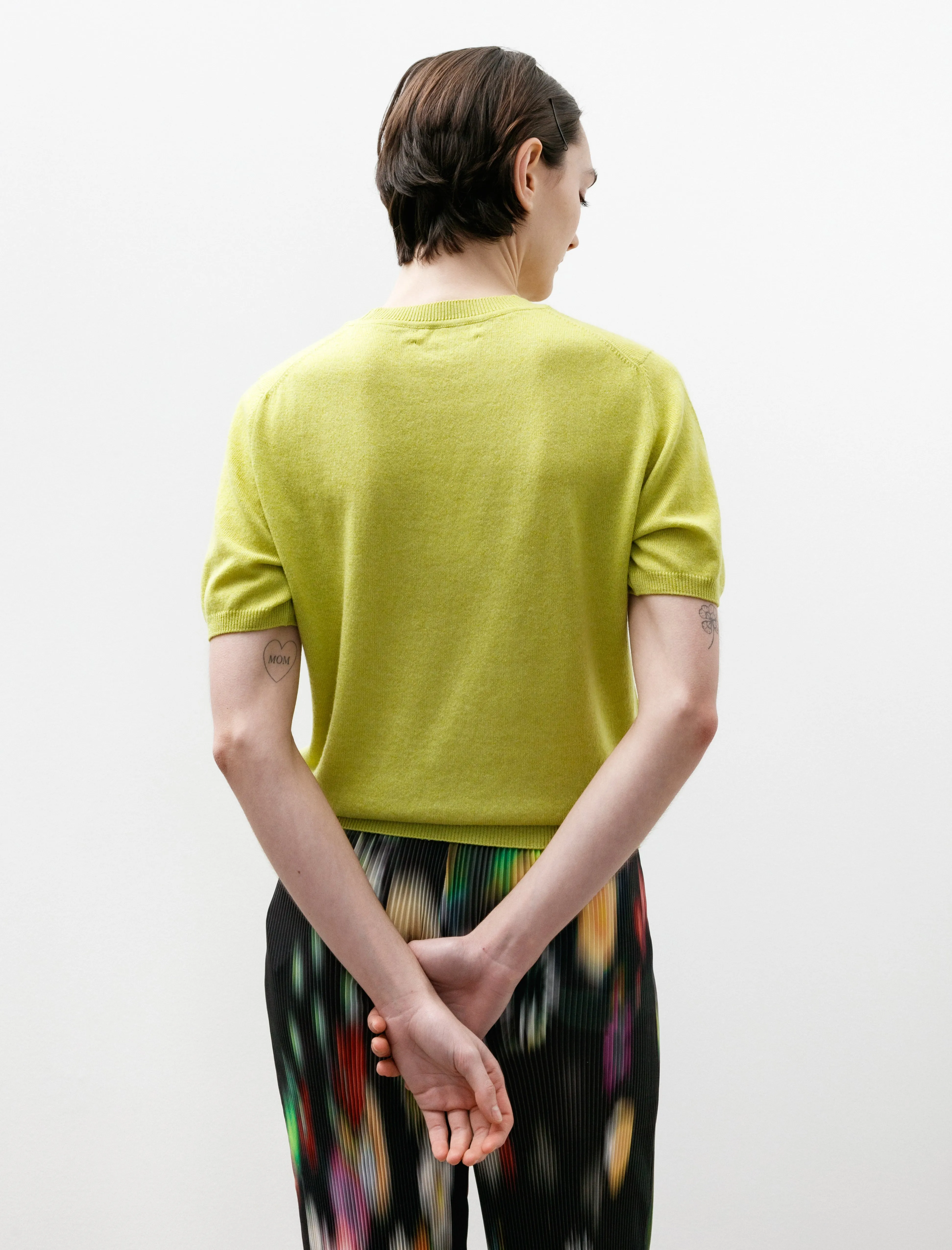 Emer T-Shirt Cotton Cashmere Lime Green Park Day 4Way Stretch