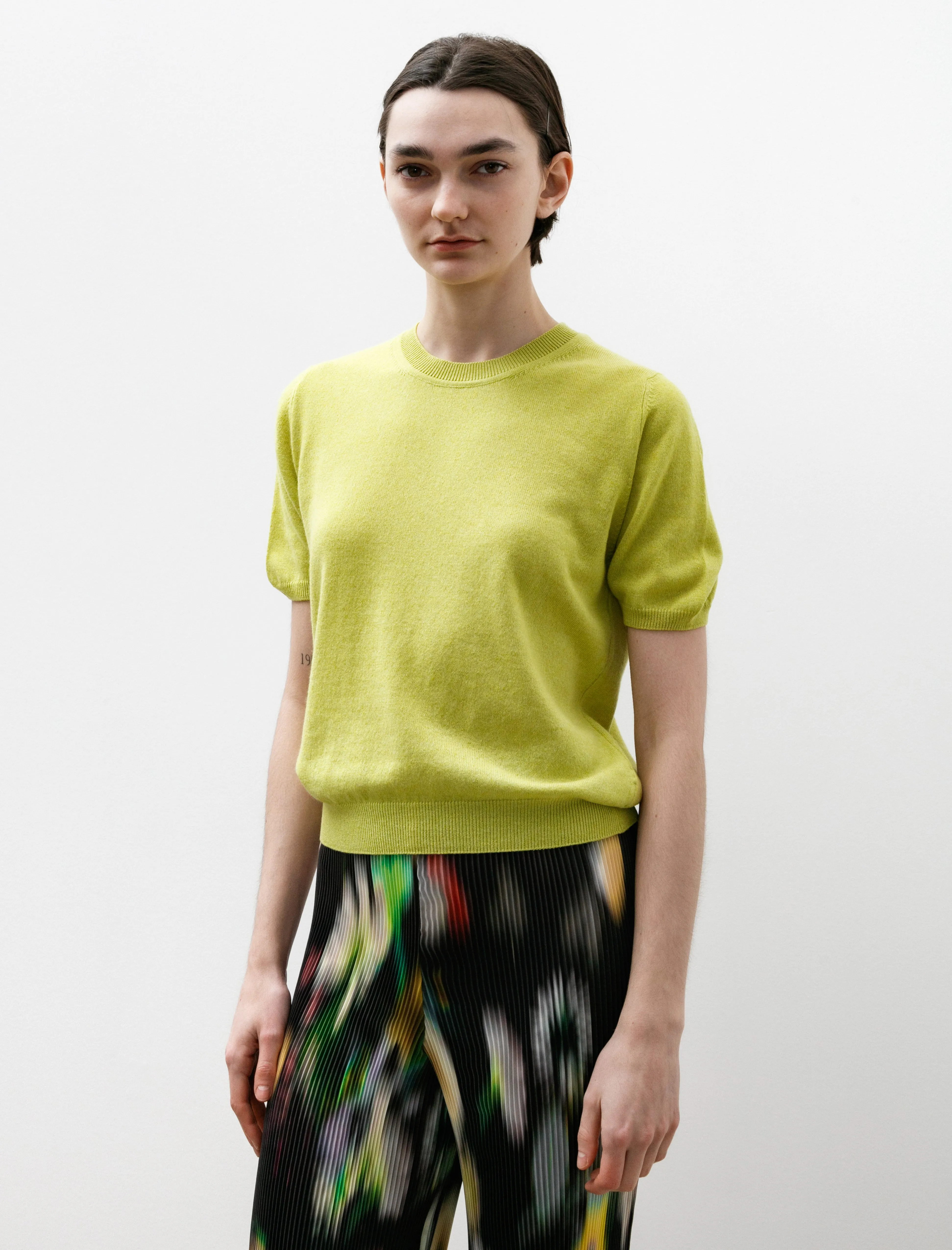 Emer T-Shirt Cotton Cashmere Lime Green OrganicCotton Ice Fit