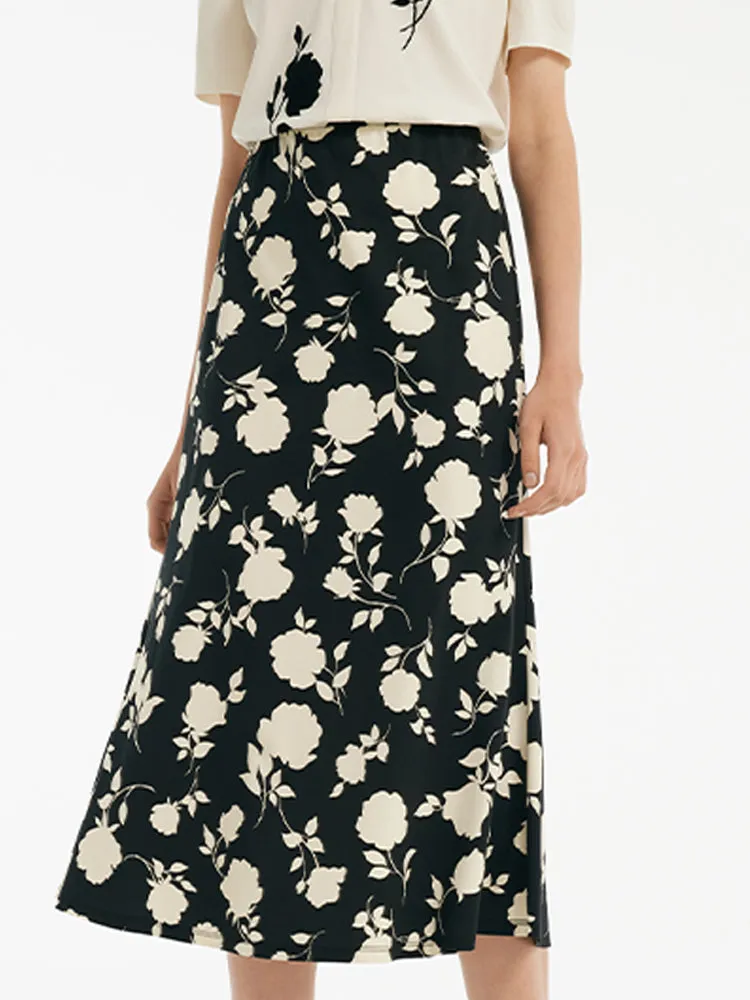 Polished Look Quick Wear Rose Print Mermaid Women Half Skirt