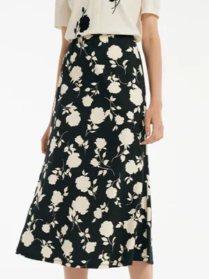 Rose Print Mermaid Women Half Skirt Ultra Comfort Date night