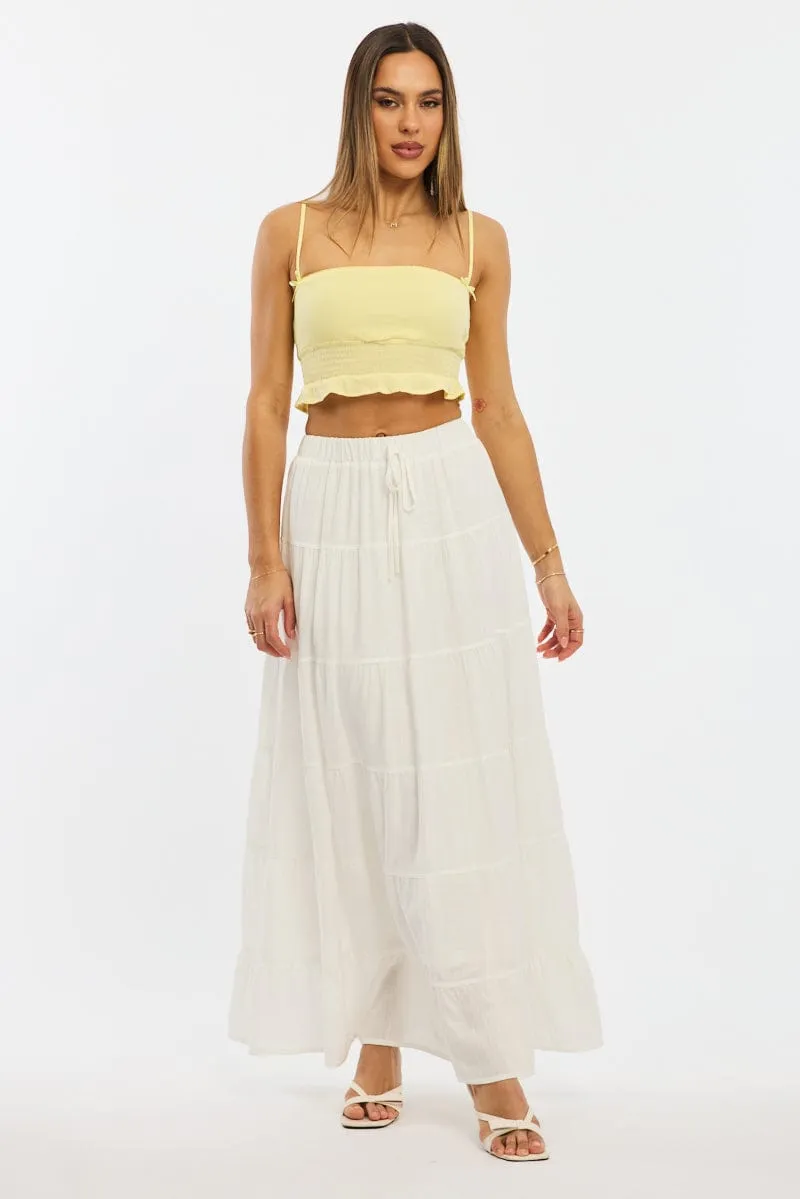 White Maxi Skirt Tiered High Rise Linen Blend Minimal Vibes Neutral Look