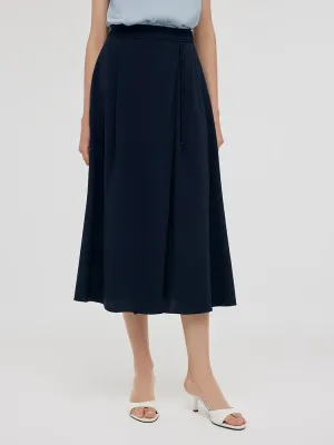 Fold Over Detail Triacetate A-Line Women Half Skirt