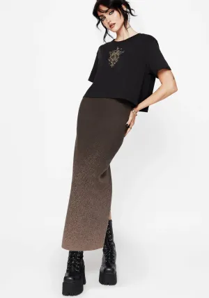 Nightjar Ombre Knit Maxi Skirt - Taupe Figure Flattering Smart Design