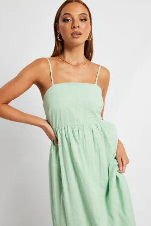 bike lane Classic Cool Green Midi Dress Sleeveless