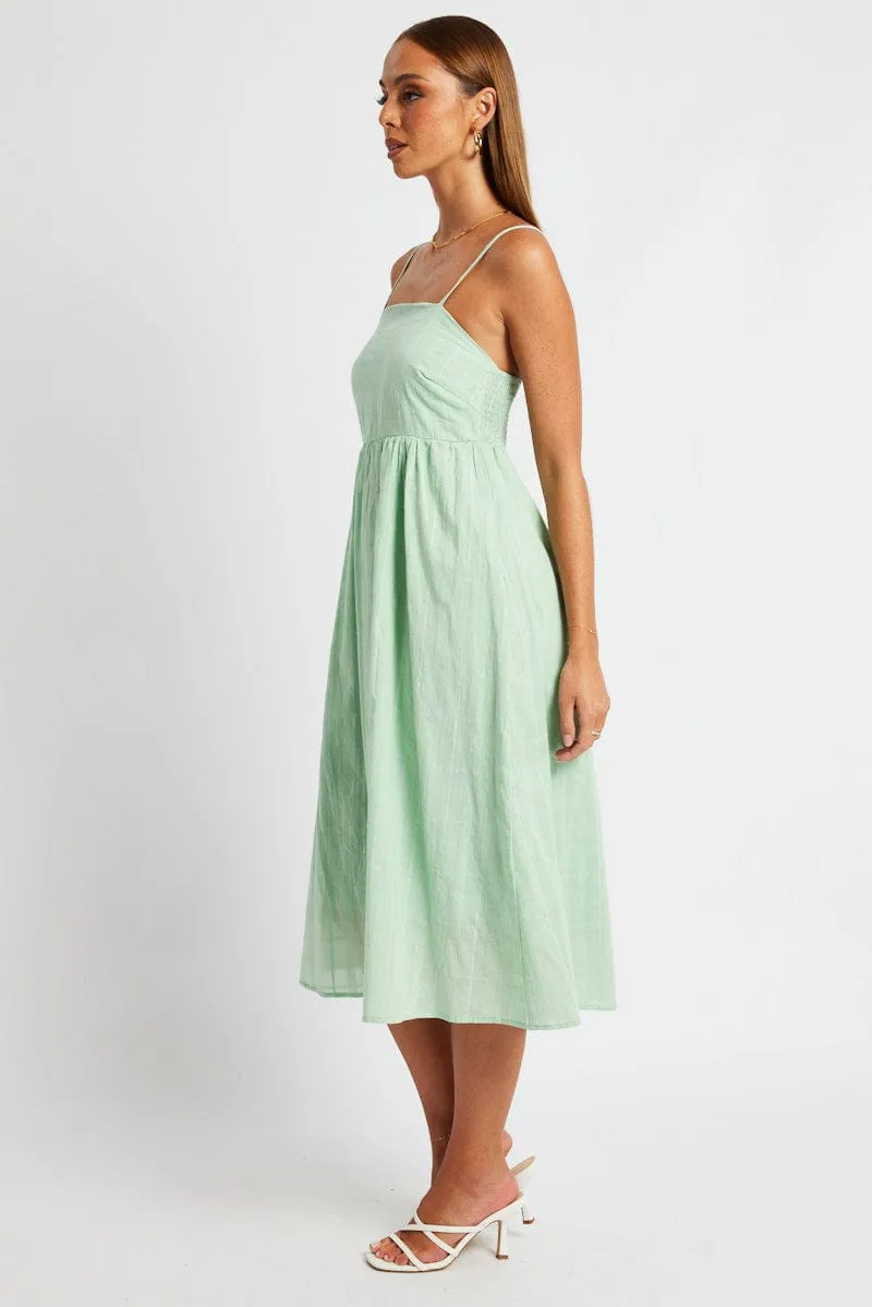 Relaxed Comfort Green Midi Dress Sleeveless