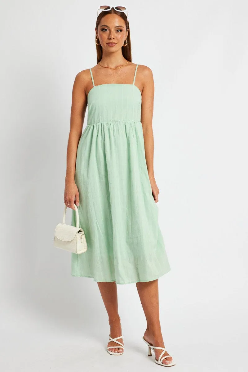 Green Midi Dress Sleeveless Classy Attire Opal Glow
