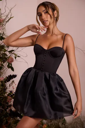 Tulle Skirt Corset Mini Dress in Black Elegant short formal gown