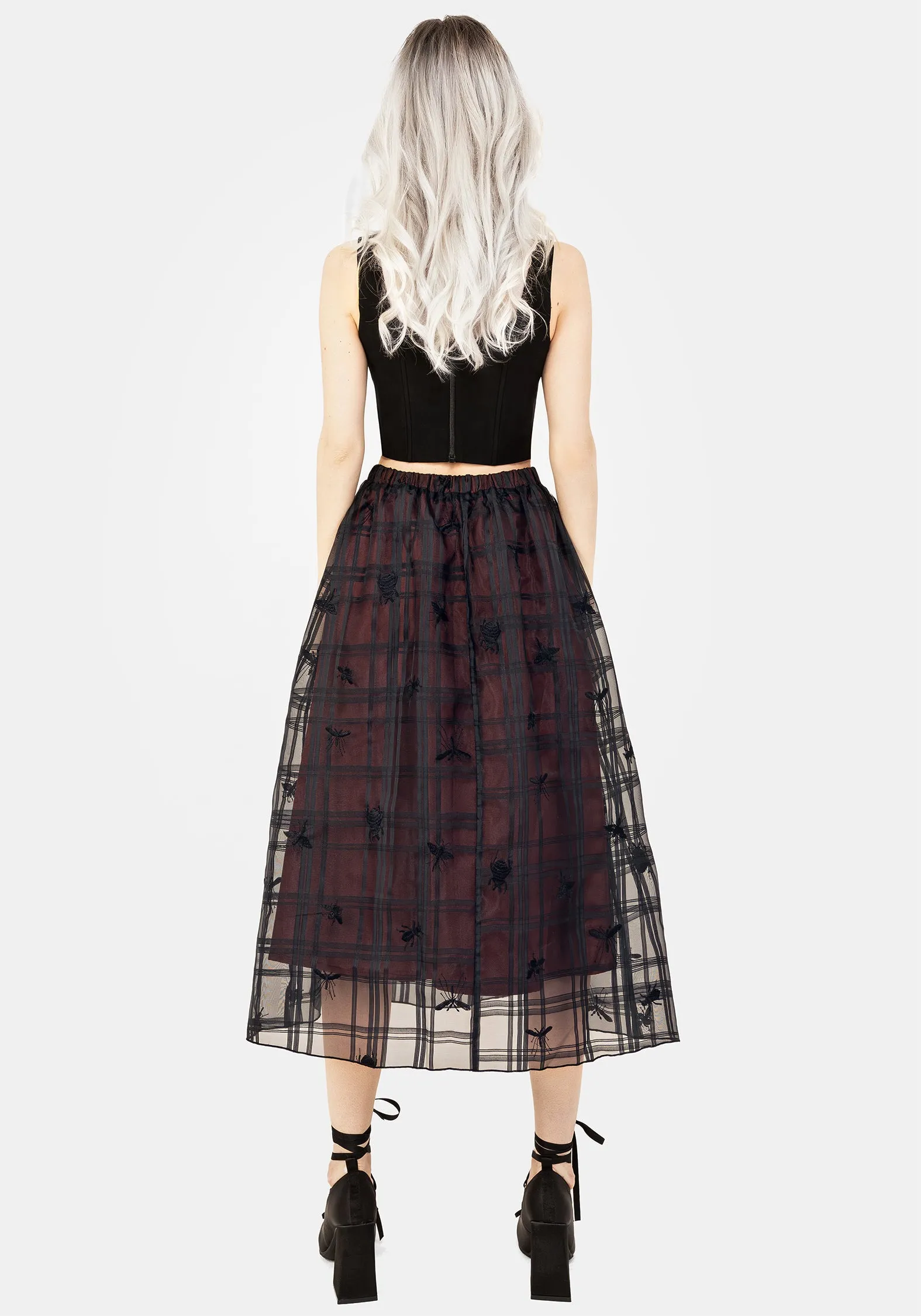 Sedona Organza Check Embroidered Midaxi Skirt Style Innovation Cozy Outfit