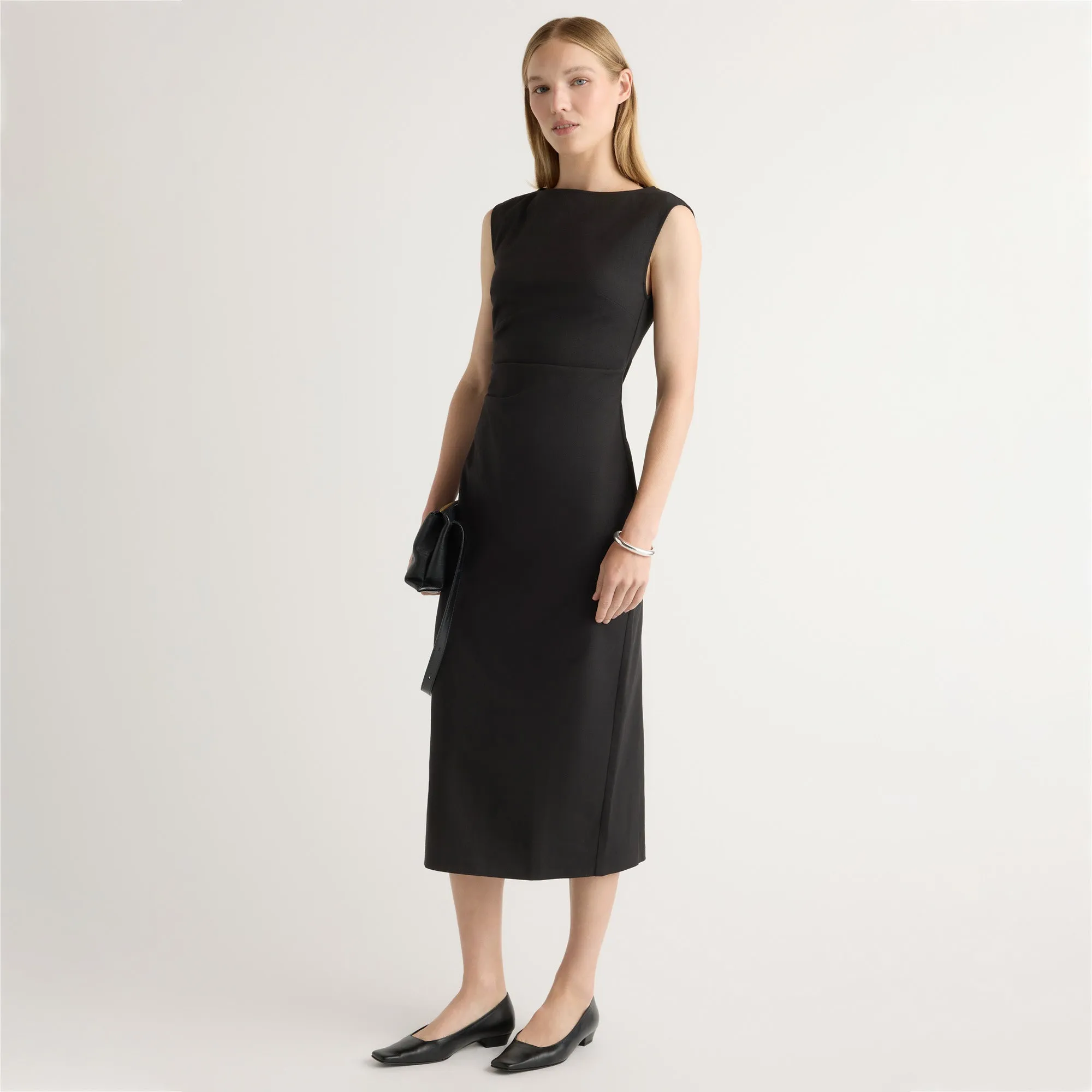 Inari Cotton Twill Boat-Neck Dress Daily Use Mediterranean Air