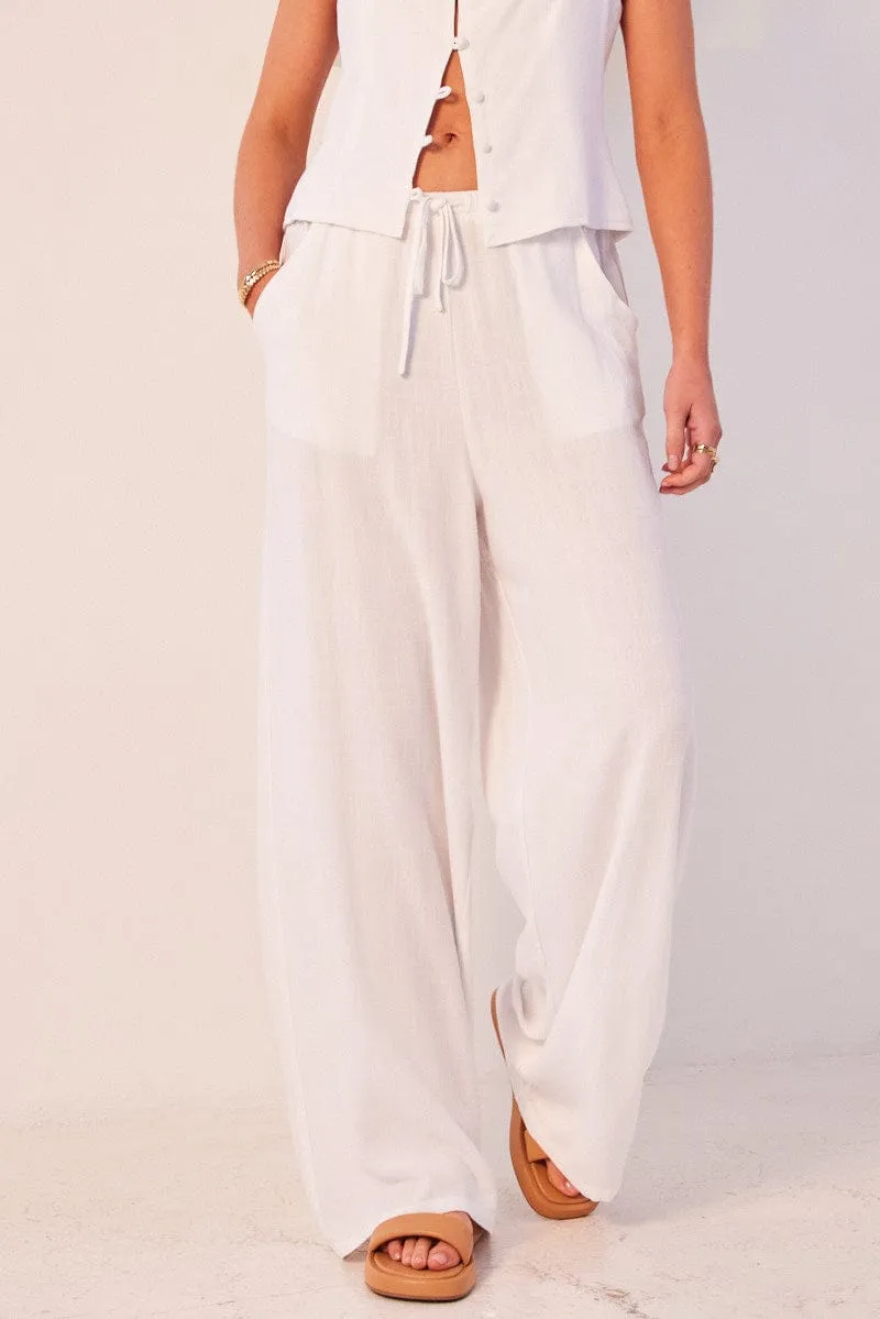 White Wide Leg Pants High Rise Odor control