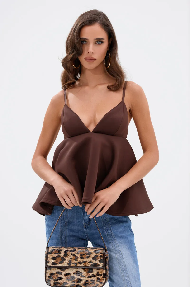 Ultra Fine Microfiber Blend BIBI SCUBA CAMI TOP IN BROWN