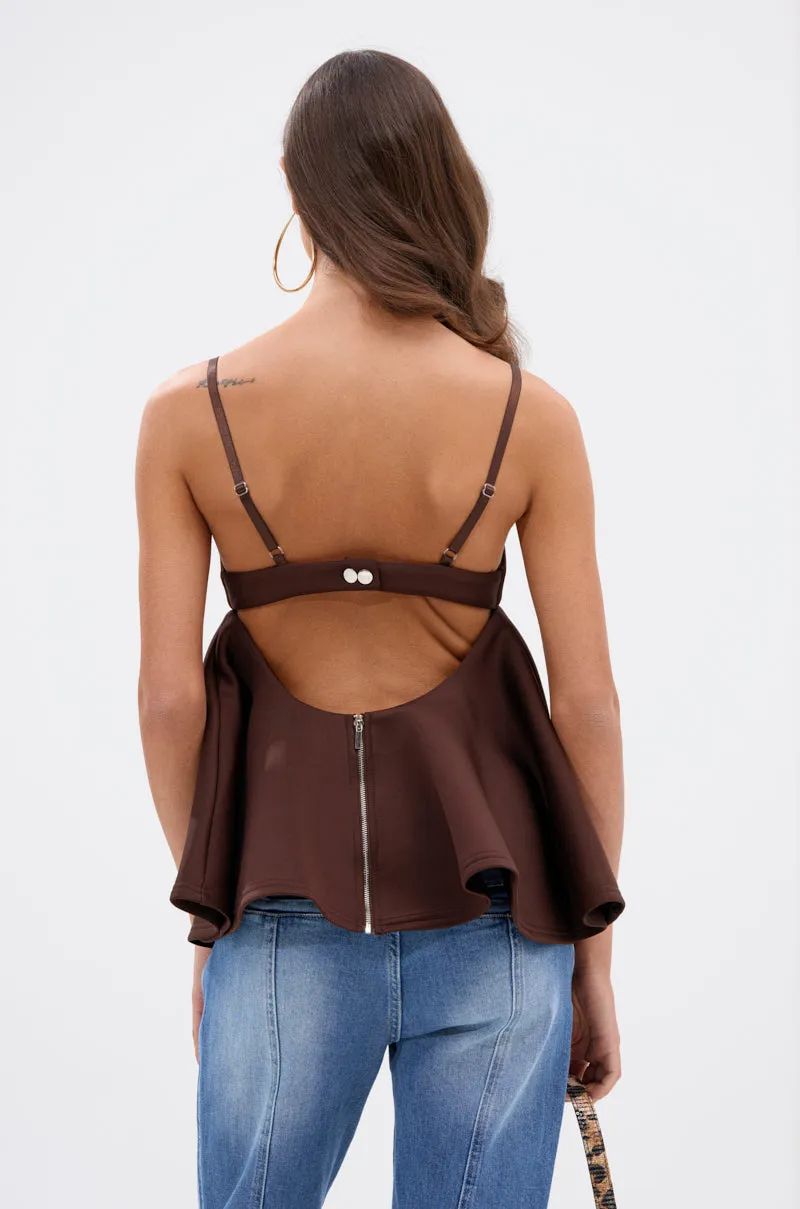 BIBI SCUBA CAMI TOP IN BROWN Odor Control Nanotechnology