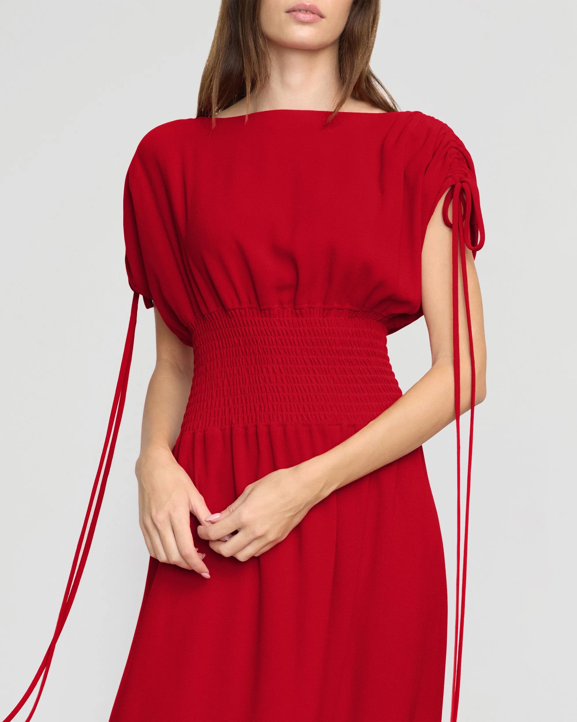 Ayumi Gathered-Shoulder Dress Casual Shirt