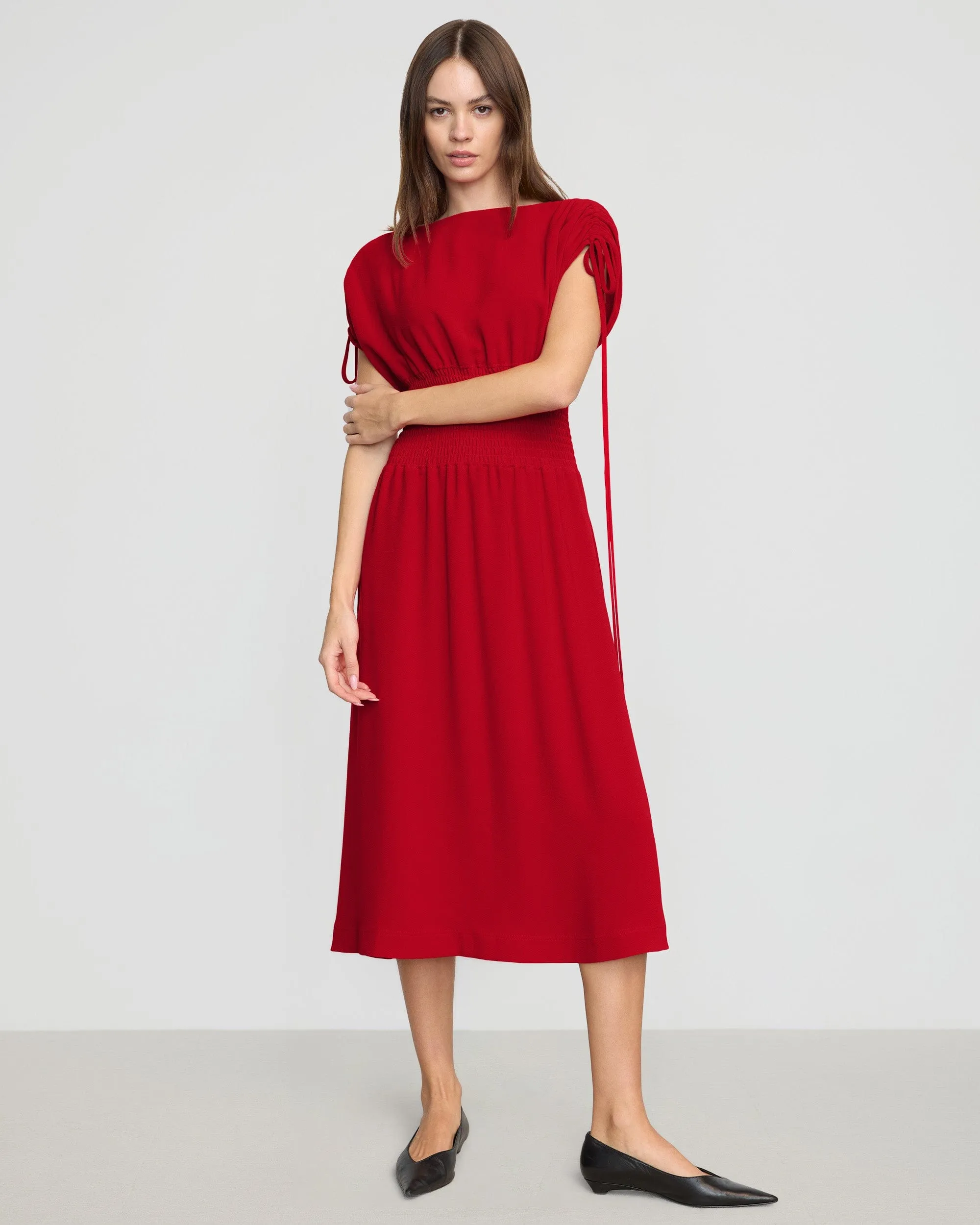 Ayumi Gathered-Shoulder Dress Winter Essential