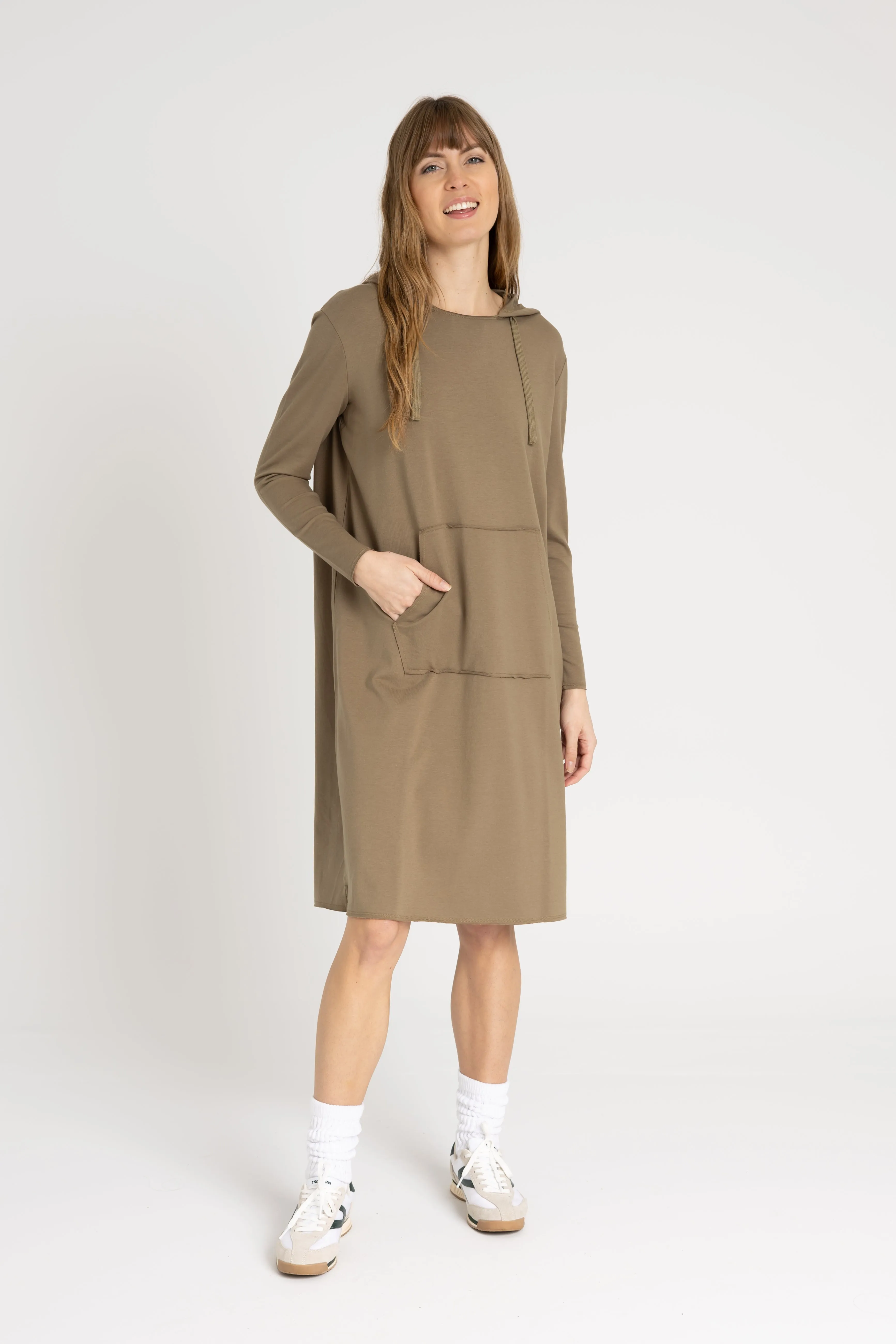 Neo Mode Trust Glow Green Drawstring Hoodie Dress