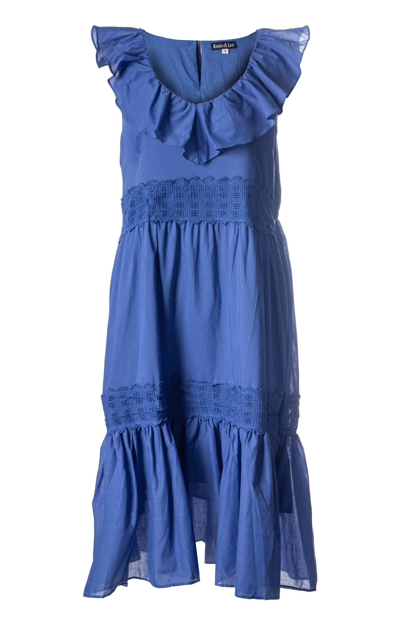 Thermal Insulation Layer Relaxed Fashion 100% Cotton Voile Dress | MED BLUE | 6423A1