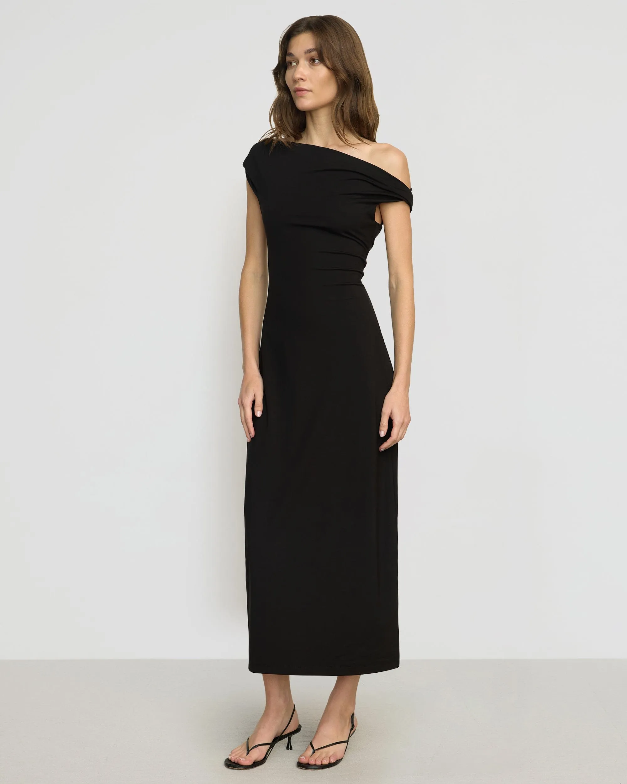 Zero Core Iryna Asymmetric Off-Shoulder Dress