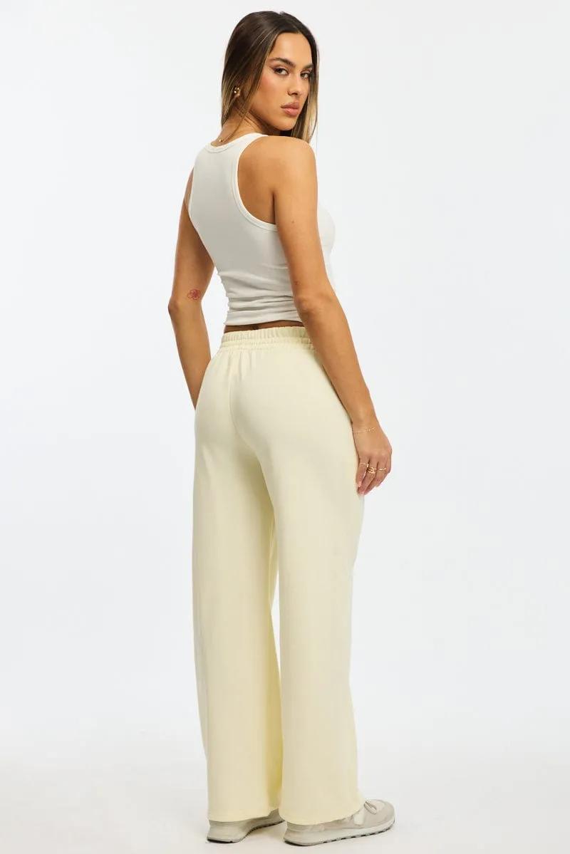 White Track Pants Wide Leg Urban Cool MultiPocket